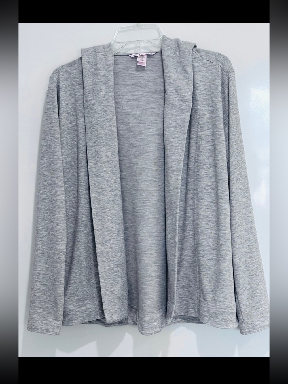 Victoria’s Secret Gray Hooded Open Jersey Cardigan Pockets Small